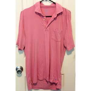 Peter Millar Seaside Short Sleeve Stretch Pink Blue Stripe Polo Men's Small